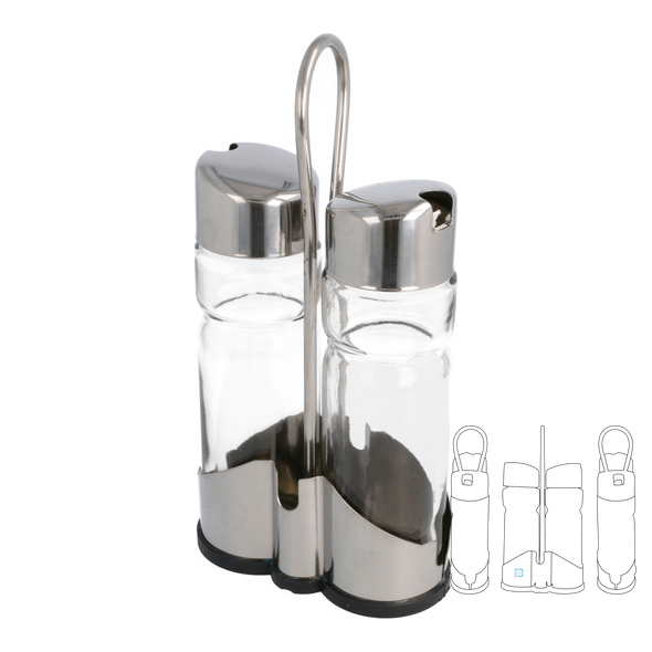 Cruets w / 2 stuks transparant kristal